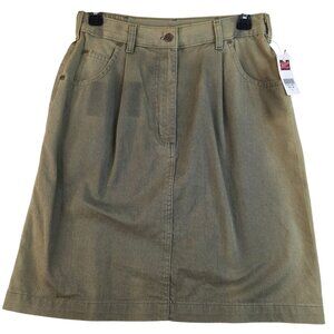 90s Woolrich Green Cotton Knee Length Denim Skirt Size 10 Normcore Rustic Retro